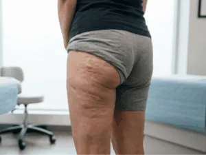 cellulite molle Cellulite su cosce e glutei di donna