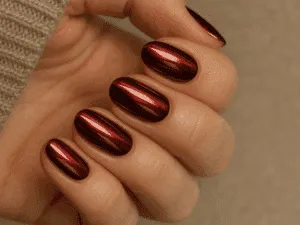 cherry chrome nails
