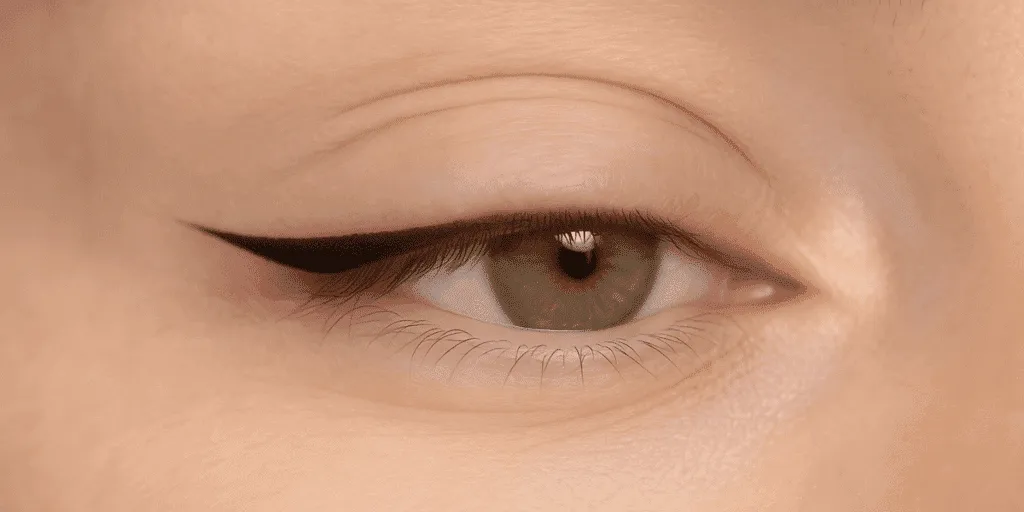 eyeliner grafico semipermanente tatuato su occhio verde da professionista