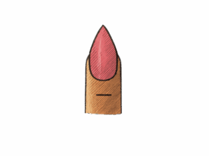 Illustrazione di un’unghia a forma Mountain Peak, con punta appuntita e proporzioni equilibrate, realizzata a mano in stile sketch con tonalità naturali rosa e beige.