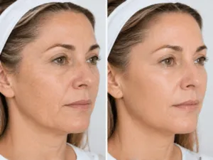 Confronto prima e dopo trattamento viso donna