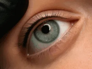 Primo piano di un occhio con trucco infracigliare semipermanente appena eseguito