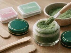 Prodotti per kit manicure giapponese completo Kit manicure giapponese p-shine con pasta verde, polveri lucidanti e strumenti naturali per unghie giapponesi.