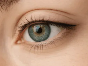 Eyeliner semipermanente sottile sulla palpebra superiore con effetto naturale.