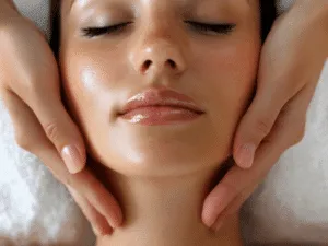 Massaggio rilassante preparatorio al trattamento ossigenoterapia viso per migliorare ossigenazione e luminosità della pelle.