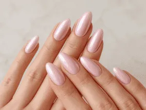 pink glazed nails