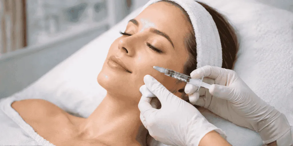 Trattamento skinbooster viso con microiniezioni di acido ialuronico per idratazione profonda della pelle