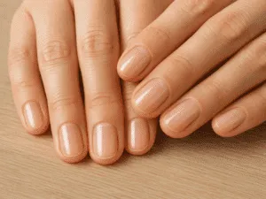 Risultato manicure giapponese – unghie lucide P-Shine Unghie naturali lucide dopo una manicure giapponese P-Shine con trattamento rinforzante a base di minerali.