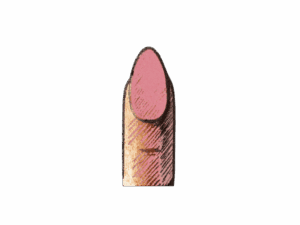 Illustrazione della forma dell’unghia a mandorla, con bordo arrotondato e allungato colorato in rosa.